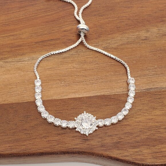 925 Sterling Silver Womens 2ct Diamond Adjustable Tennis Bracelet Ladies Jewelry - Picture 5 of 5